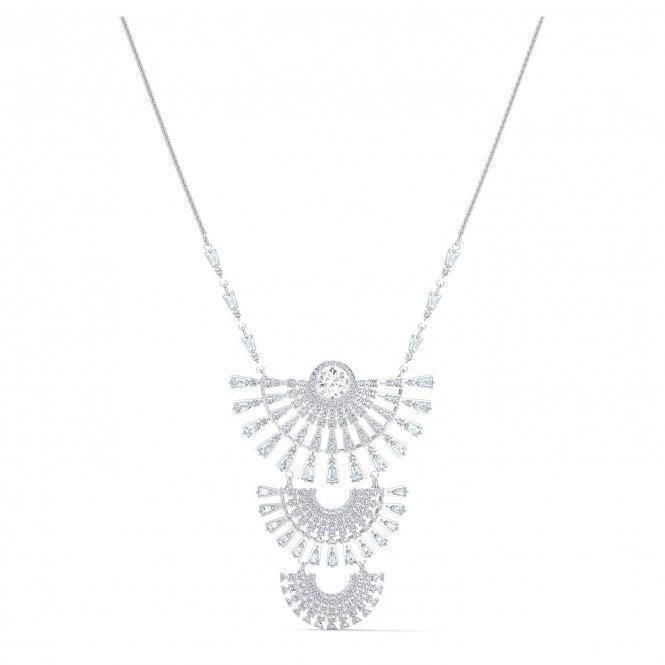 Swarovski Sparkling Dance Rhodium Plated & White Crystal Large Dial Up Necklace