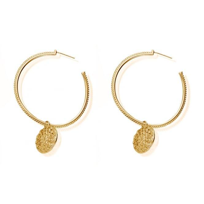 Boho jewellery Chlobo Gold Moon Flower Hoop Earrings