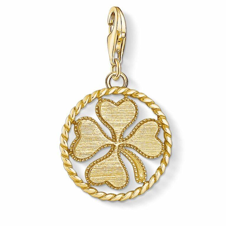 St Patricks Day 2021 Thomas Sabo Gold Plated Clover Charm for Necklaces and Bracelets.