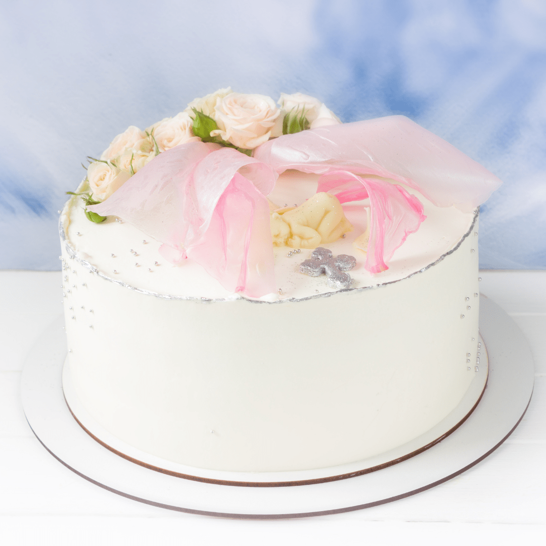 Personalised Christening Gifts A Girls Christening Cake with Flowers