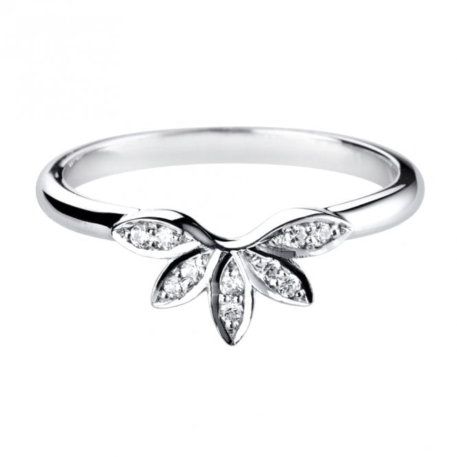 Jewellers Reopening Joshua James 18 CT White Gold & Diamond Leaf Styled Shaped Wedding Ring