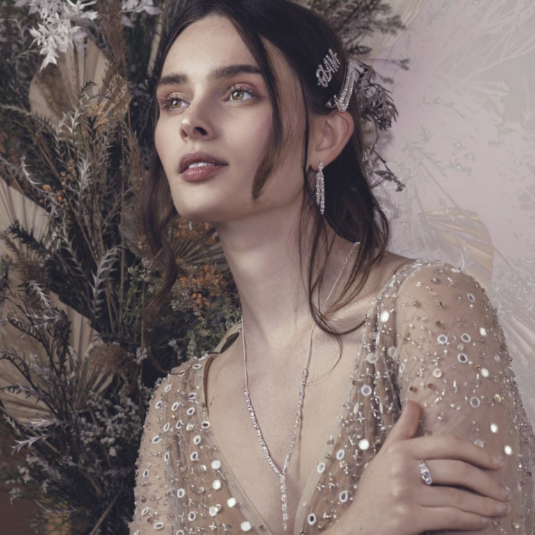 Bespoke Jewellery UK Ghost & Orchid Sequin Wedding Dress on Model