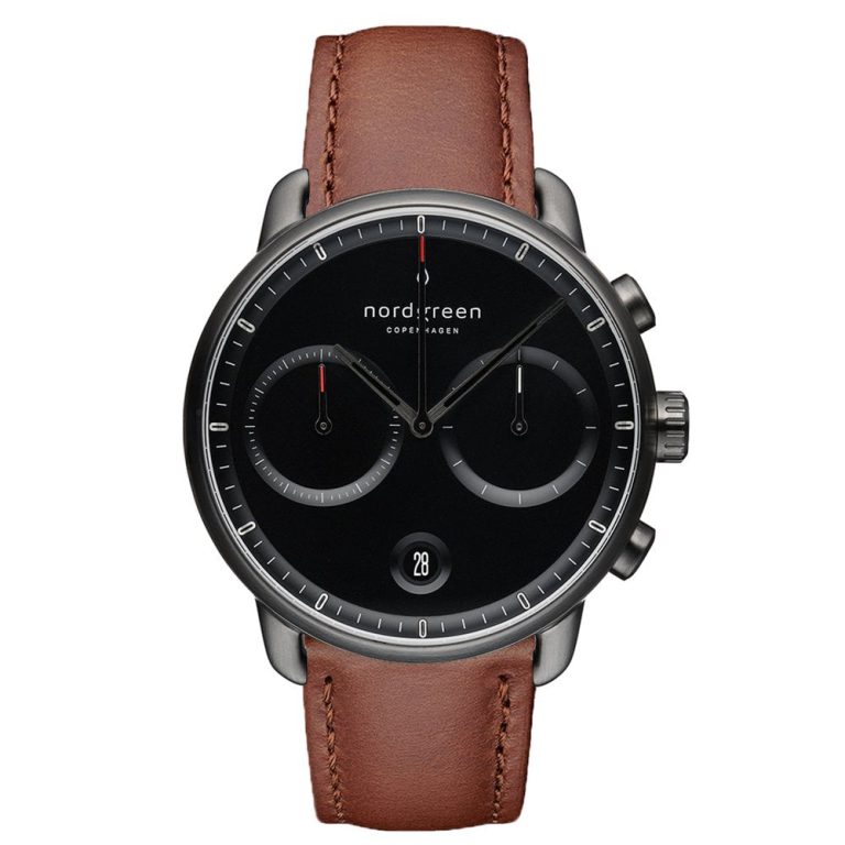 Father's Day Gifts Nordgreen Brown Leather & Black faced Watch