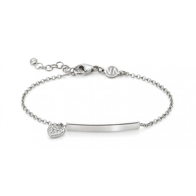 Gioie Silver & CZ Heart Engravable Bracelet