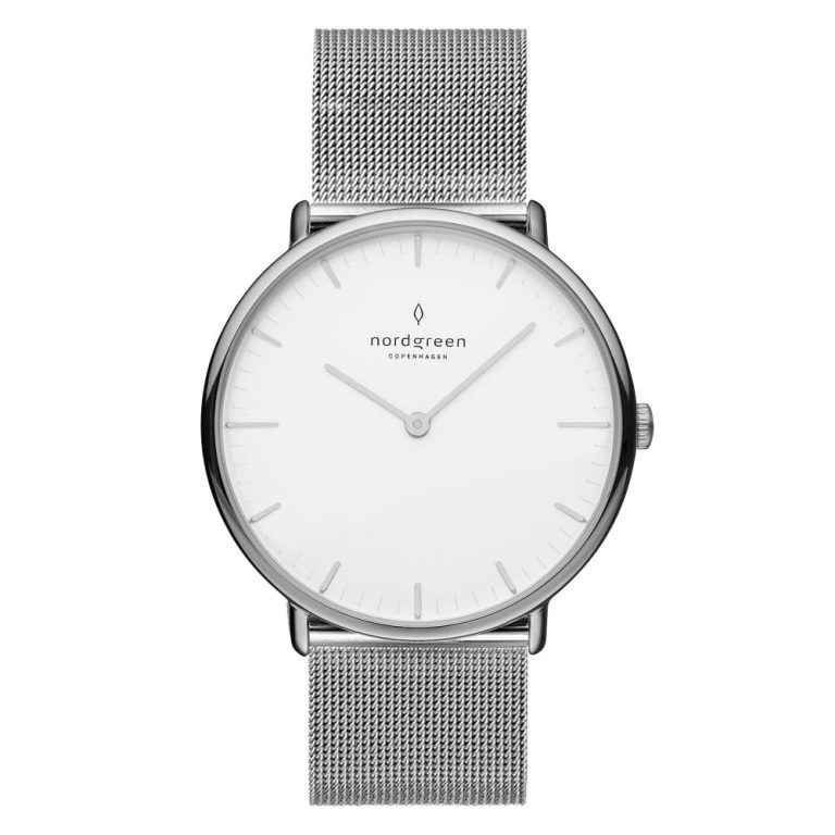 Nordgreen Native Collection Watch with Silver Mesh & White Face