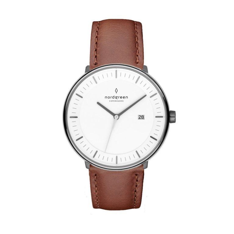 Nordgreen Watch with Brown Leather Strap & White Interface