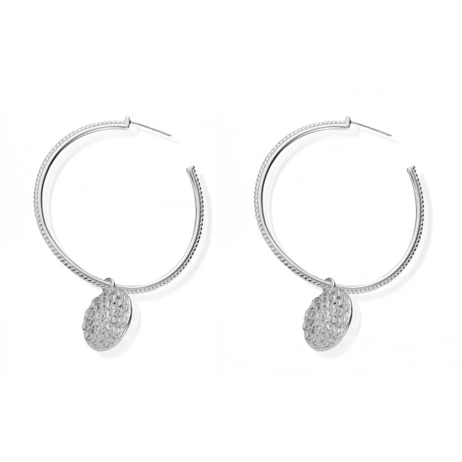 ChloBo Silver Moon Flower Hoop Earrings