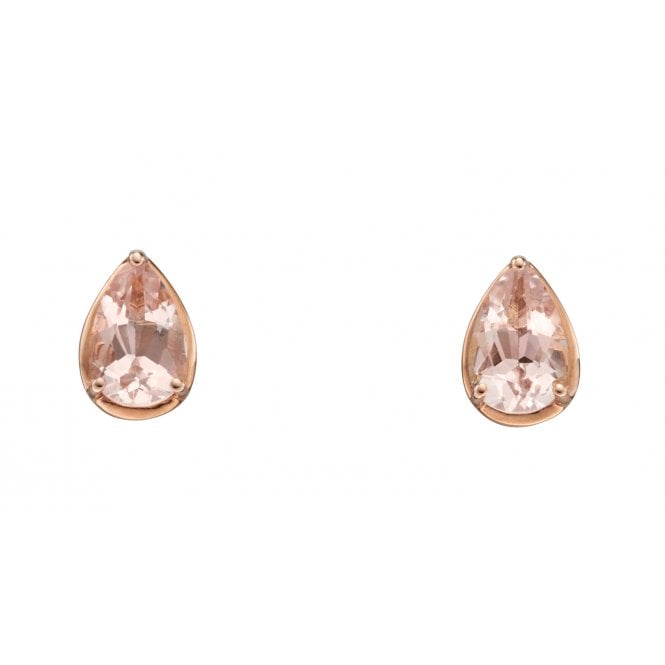 Joshua James Precious 9ct Rose Gold & Peach Morganite Stud Earrings