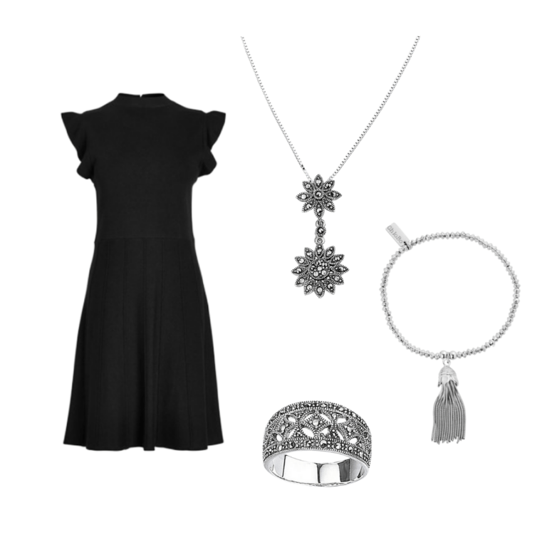 Slow fashion work dress with accompanying jewellery pieces from Joshua James & ChloBo
