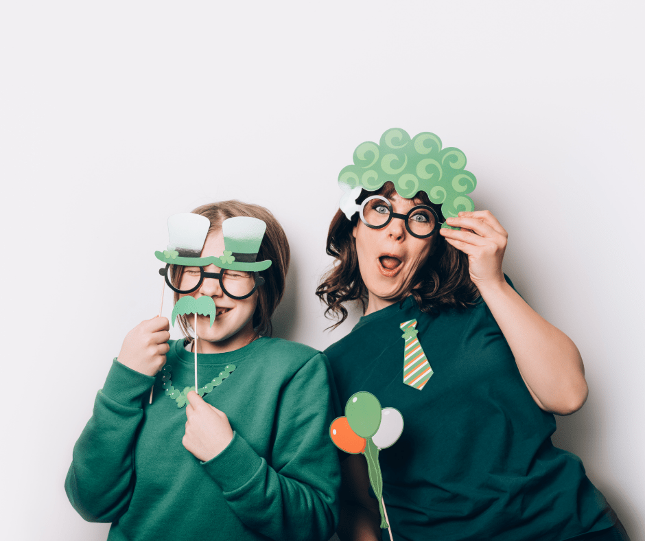 St Patricks Day 2021 Mother and Daughter Dressing Up with Themed Props
