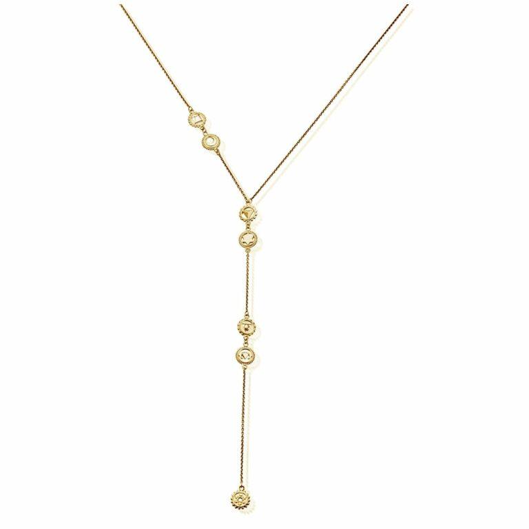 ChloBo Long Gold Necklace Featuring Circular Beads 