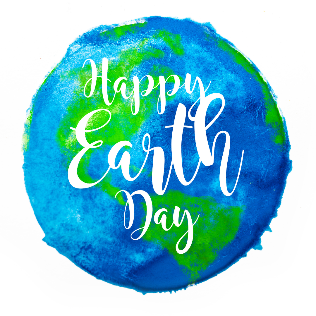 Ethical jewellery Happy Earth Day text over a cartoon Earth image
