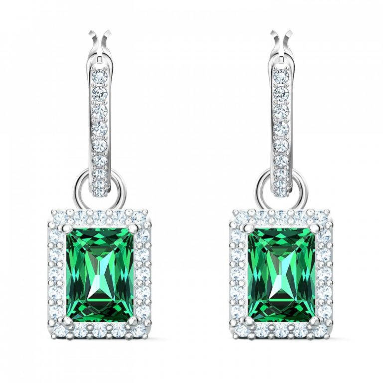 jewellery Swarovski UK Emerald Green and Silver Crystal drop Earrings