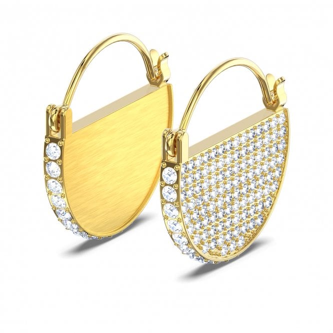 jewellery Swarovski UK gold and white crystal abstract hoop earrings