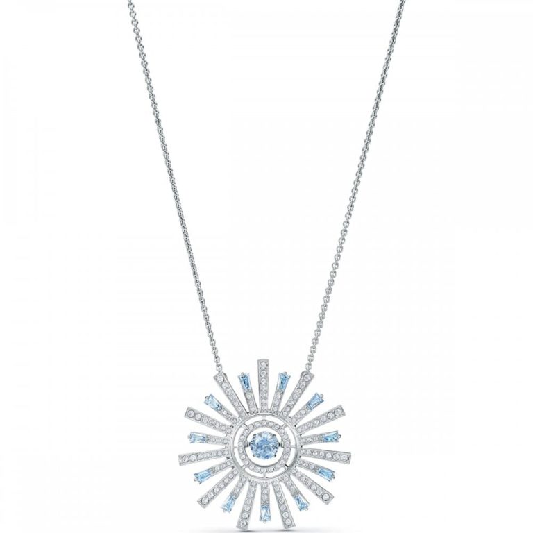 jewellery Swarovski UK silver and white and blue crystal sunshine statement necklace