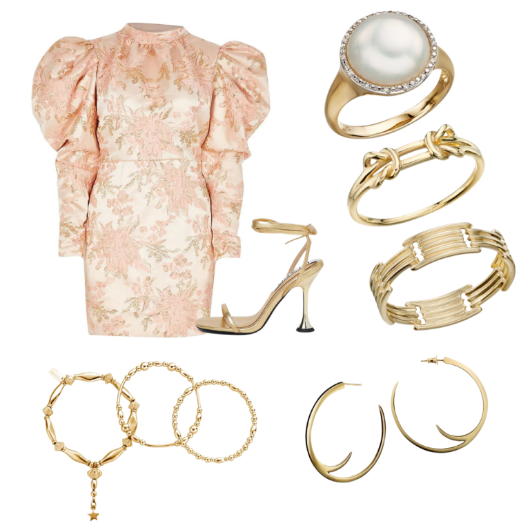 Pink Dress, Heels & Gold Accessory Clubbing Outfit 