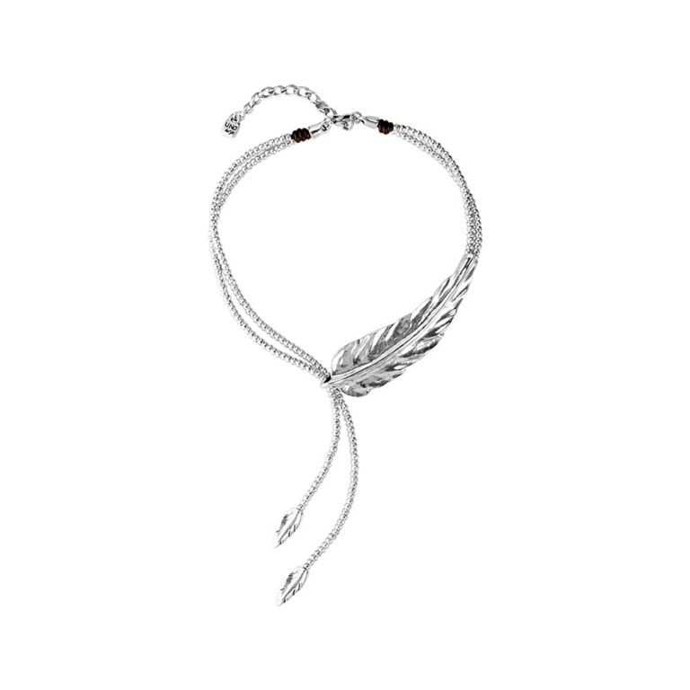 unode50 silver plated leather feather necklace p21265 62851 image