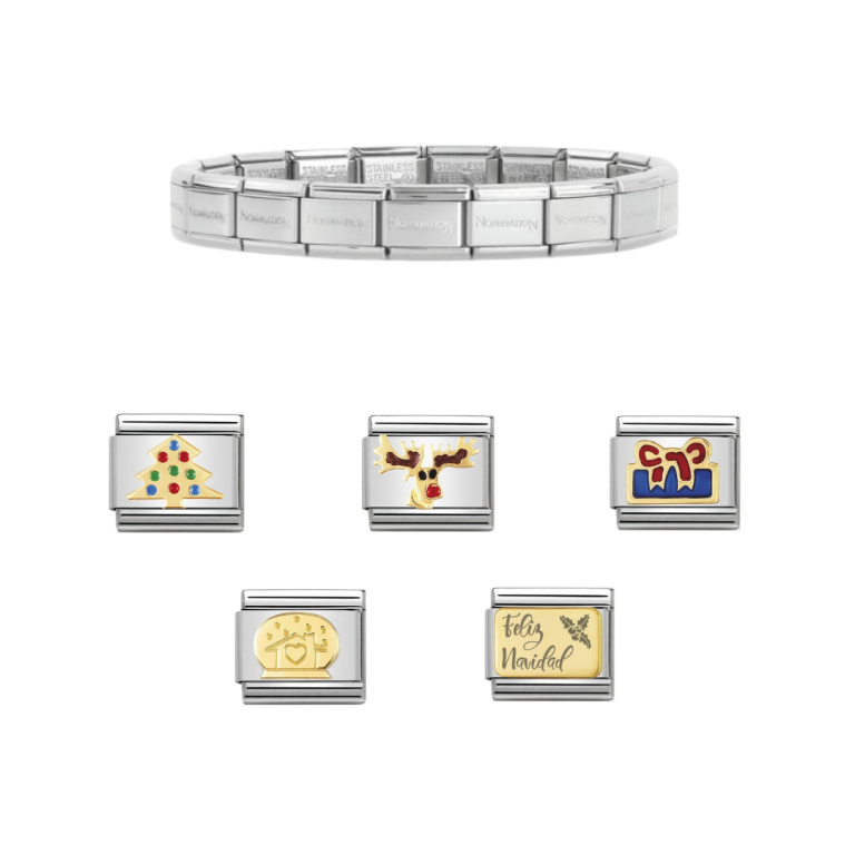 Nomination Bracelet & Yellow Gold Christmas Charms