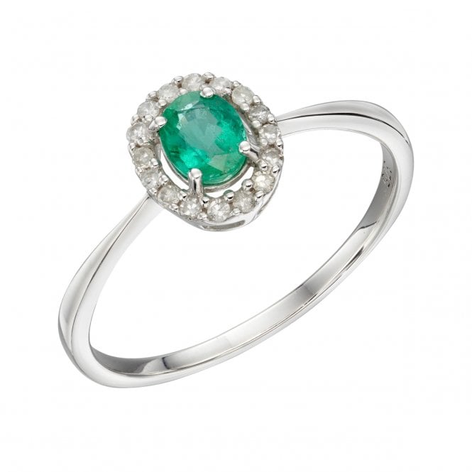 joshua james precious 9ct white gold with emerald diamond cluster ring p19278 54050 medium