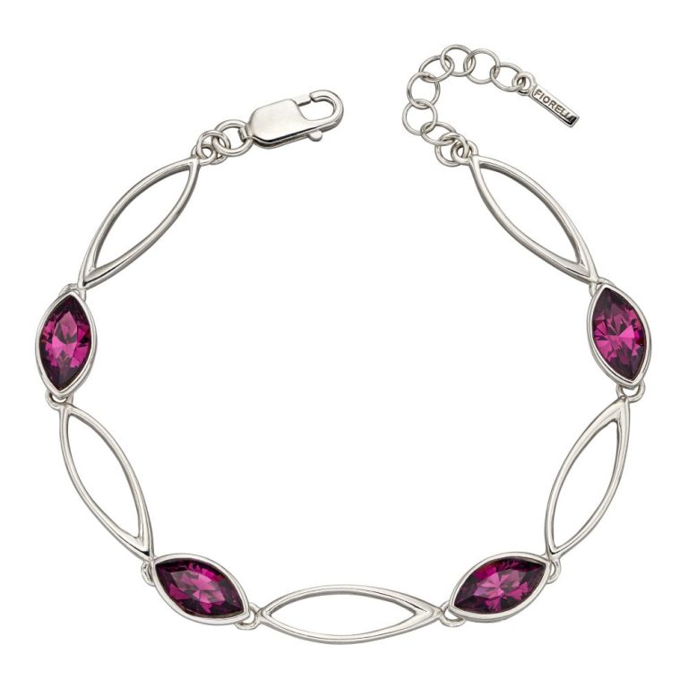 fiorelli silver amethyst crystal twist navette bracelet p16461 37357 image