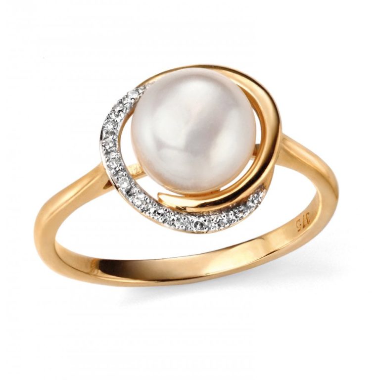 joshua james precious 9ct yellow gold with white pearl diamond pave ring p13764 33102 image